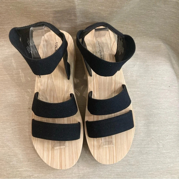LUCKY BRAND  Sz 9.5 Samella Platform Sole Elasticized Straps Slip On Sandals NEW - Picture 3 of 12